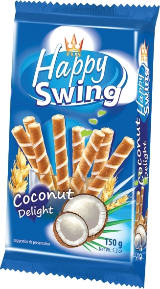 גליליות וופל במילוי קרם קוקוס 150 גרם FLIS